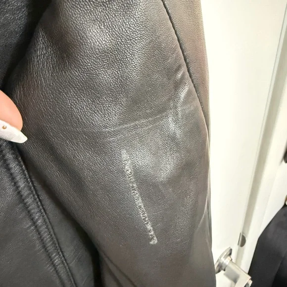 All Saints Black Leather Biker Jacket with Gold Hardware - Picture 5 of 5